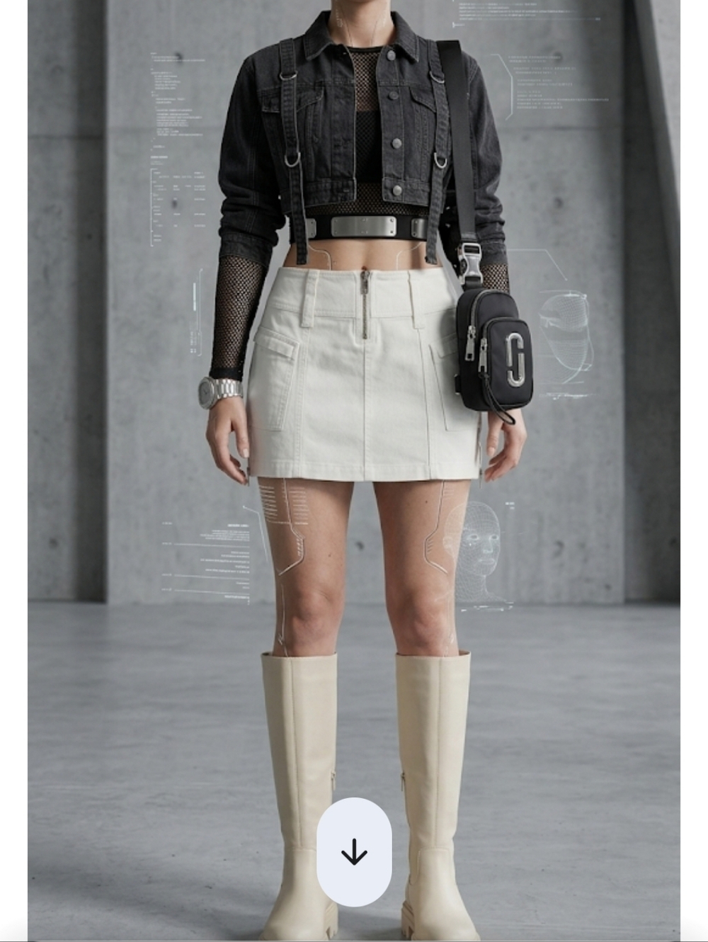 Y2k White Cargo Pocket  Micro Mini Skirt with  Front Zip